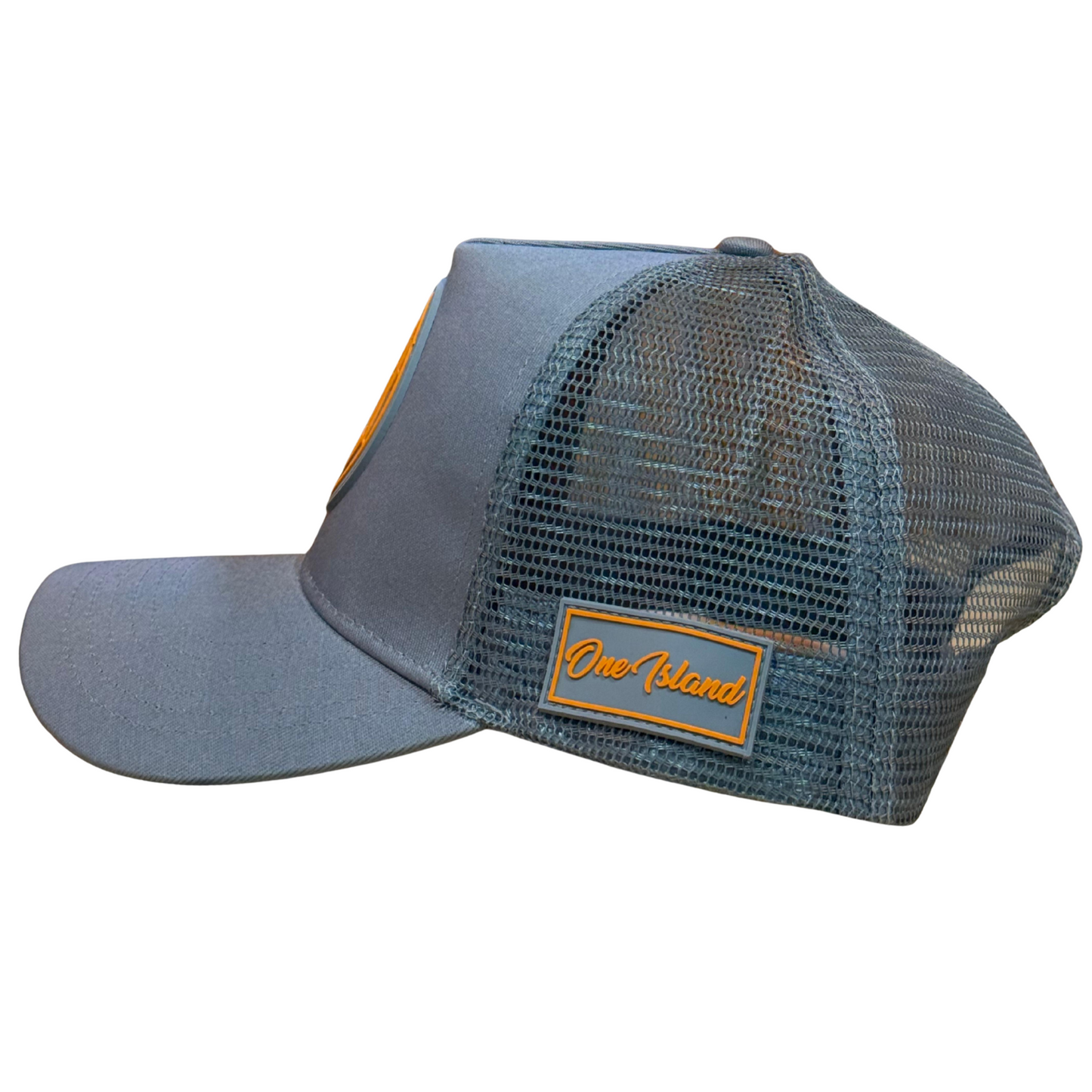 Casquette grise avec logo orange fluo SXM