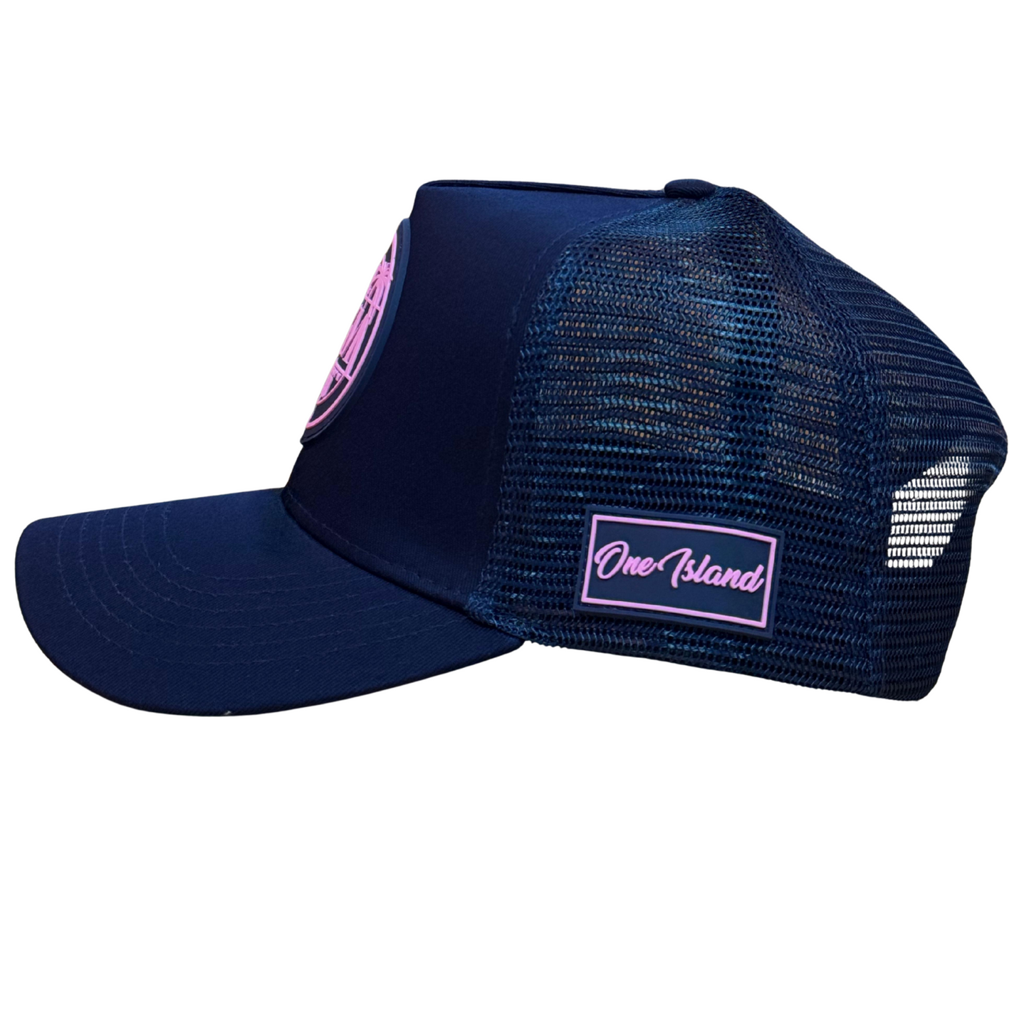 Casquette bleu marine avec logo rose fluo SXM