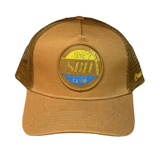 Casquette SBH marron avec logo or