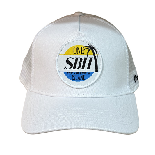 Casquette SBH blanche avec logo noir