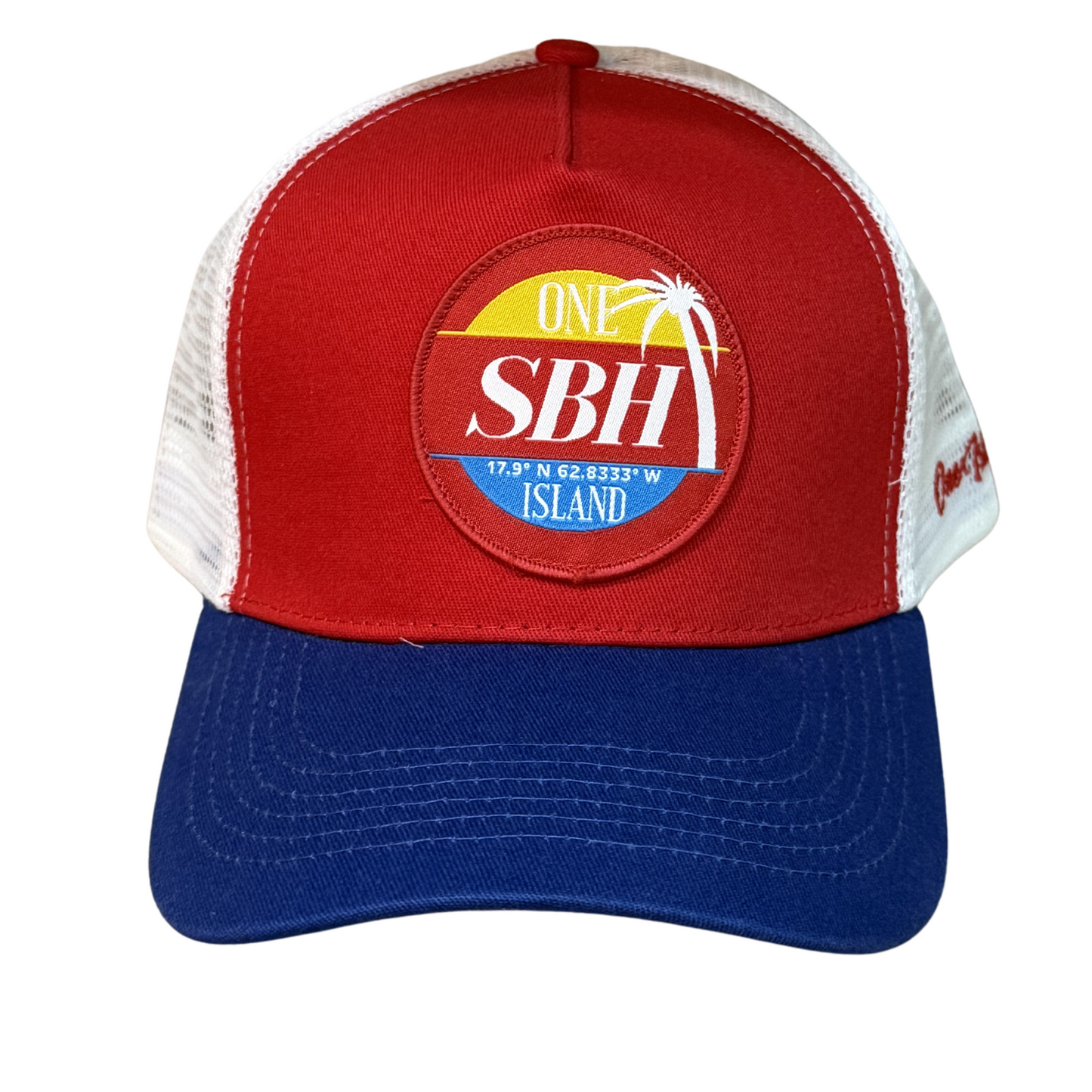 Casquette SBH bleu/rouge avec logo blanc