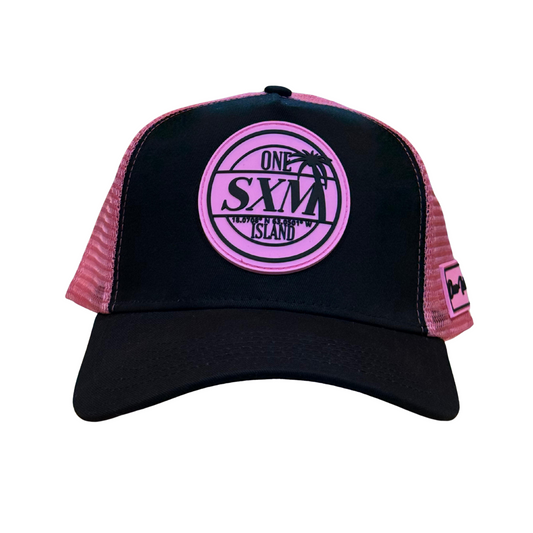 Casquette Bleu marine avec logo rose fluo SXM