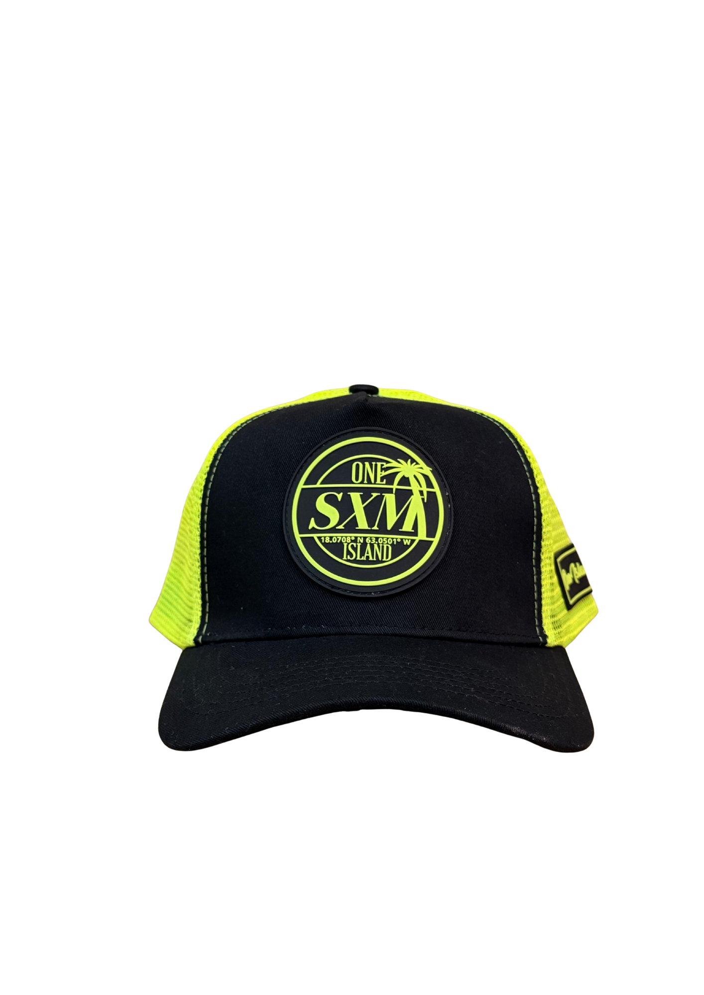 Casquette jaune fluo et noir avec logo jaune fluo SXM