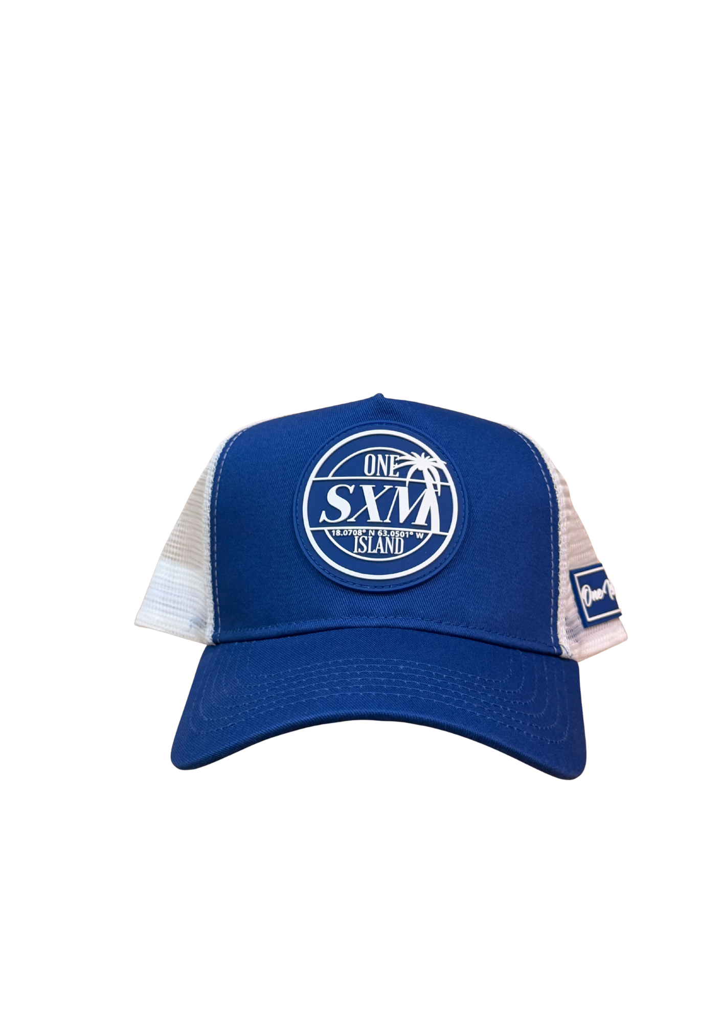 Casquette blanc et bleu marine avec logo blanc SXM