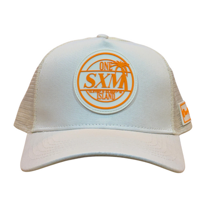 Casquette beige avec logo orange fluo SXM