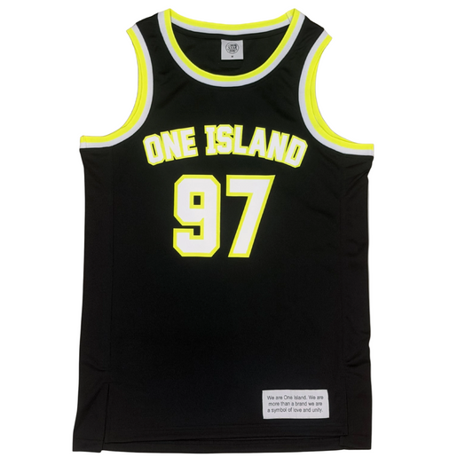 Maillot de basket One Island Noir et Jaune fluo